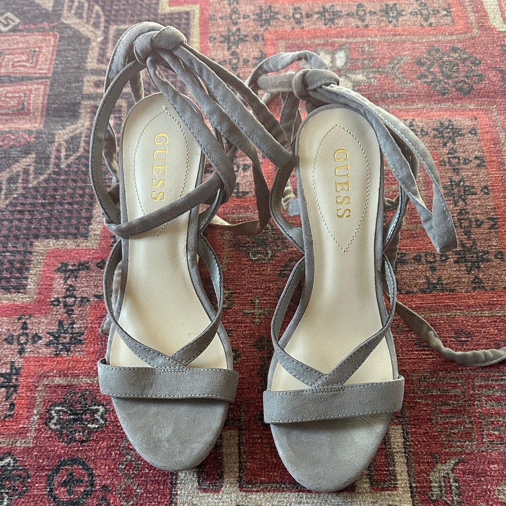 GUESS Women's Elegant Gray Lace-Up Sandals